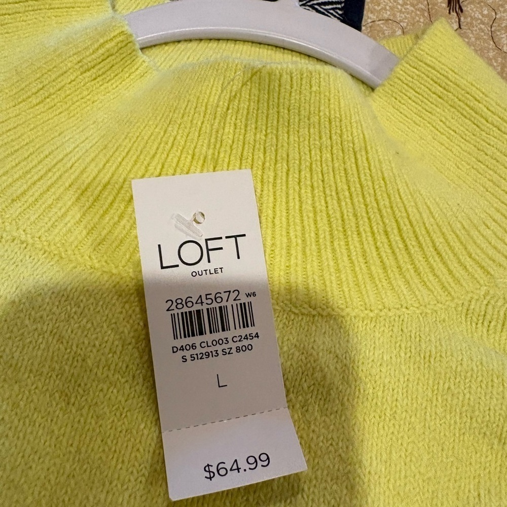 Ann Taylor Loft yellow and white striped sweater women’s L NWT - Picture 11 of 12